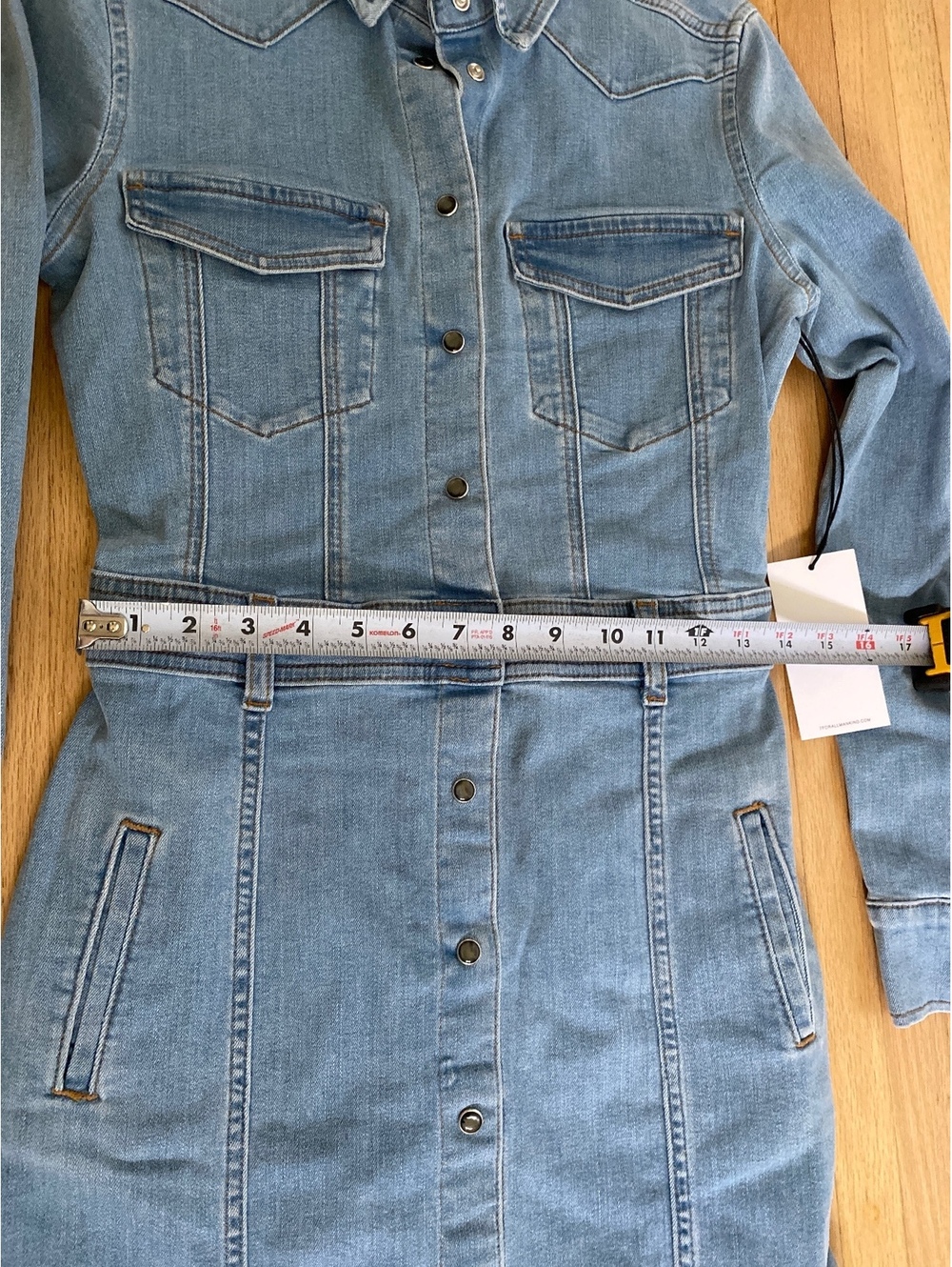 Western Americana Heritage 7 for all mankind luxe denim long sleeve belted midi - Picture 7 of 9